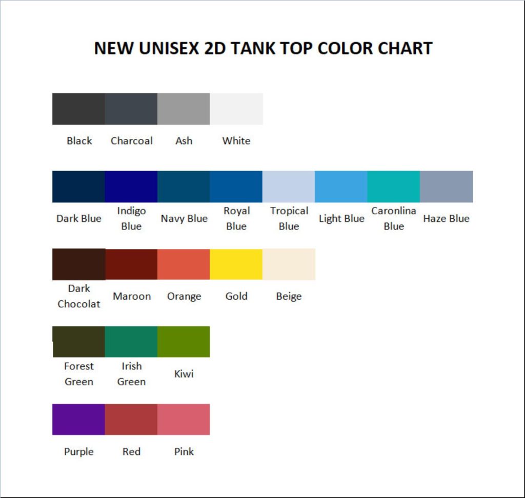 tank top color chart - Cbum Store